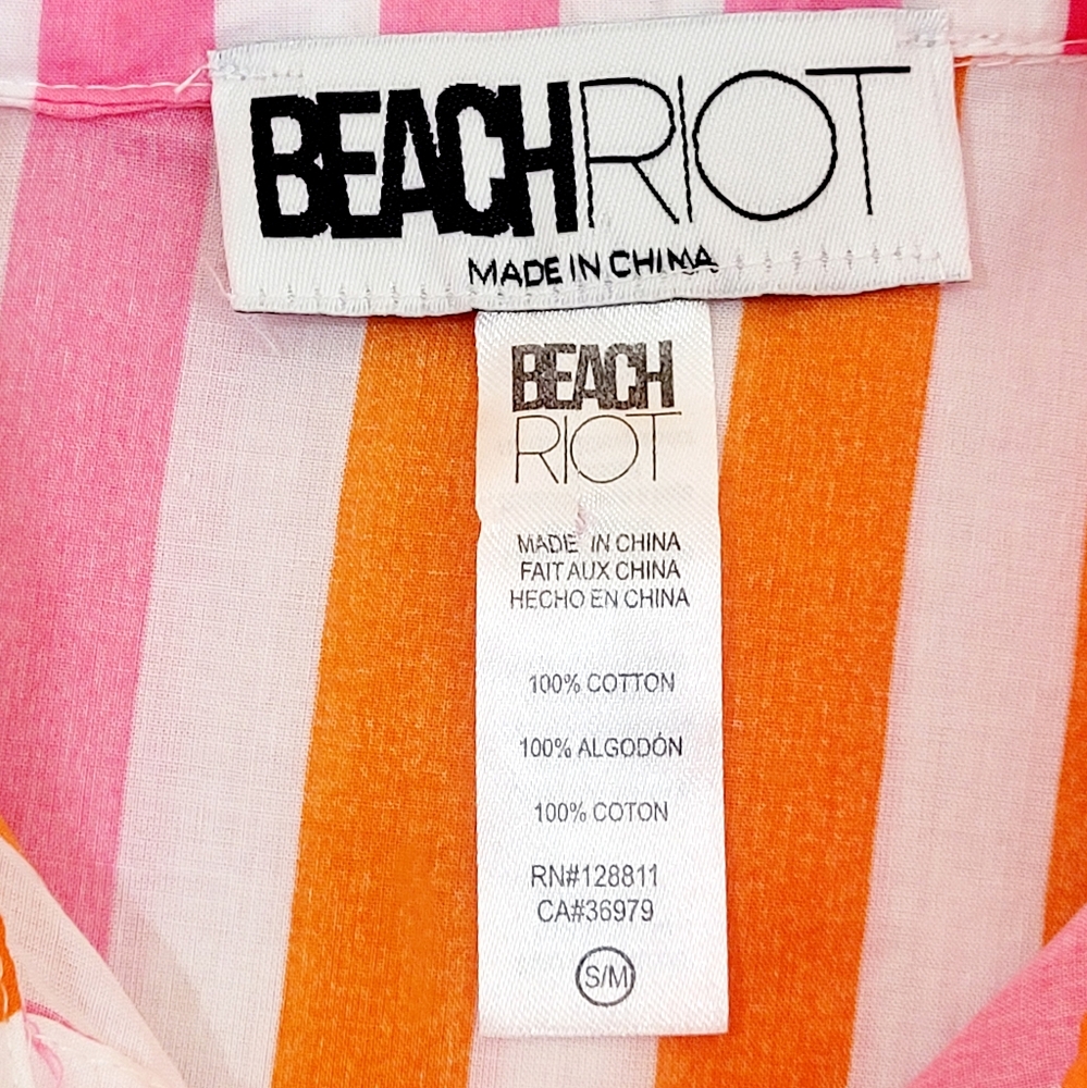 BEACH RIOT Alexa Top Shirt Swim Cover Up Coverup In Sunset Stripes Size S / M - Picture 5 of 8
